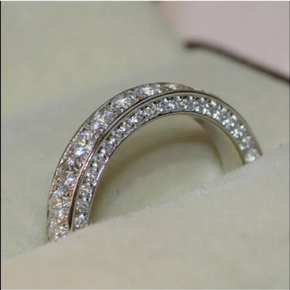 Elegant White Gold Crystal Pave Band - Women Jewelry
